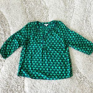 Crown & Ivy top, 3 quarter sleeve, green/navy, used but great condition